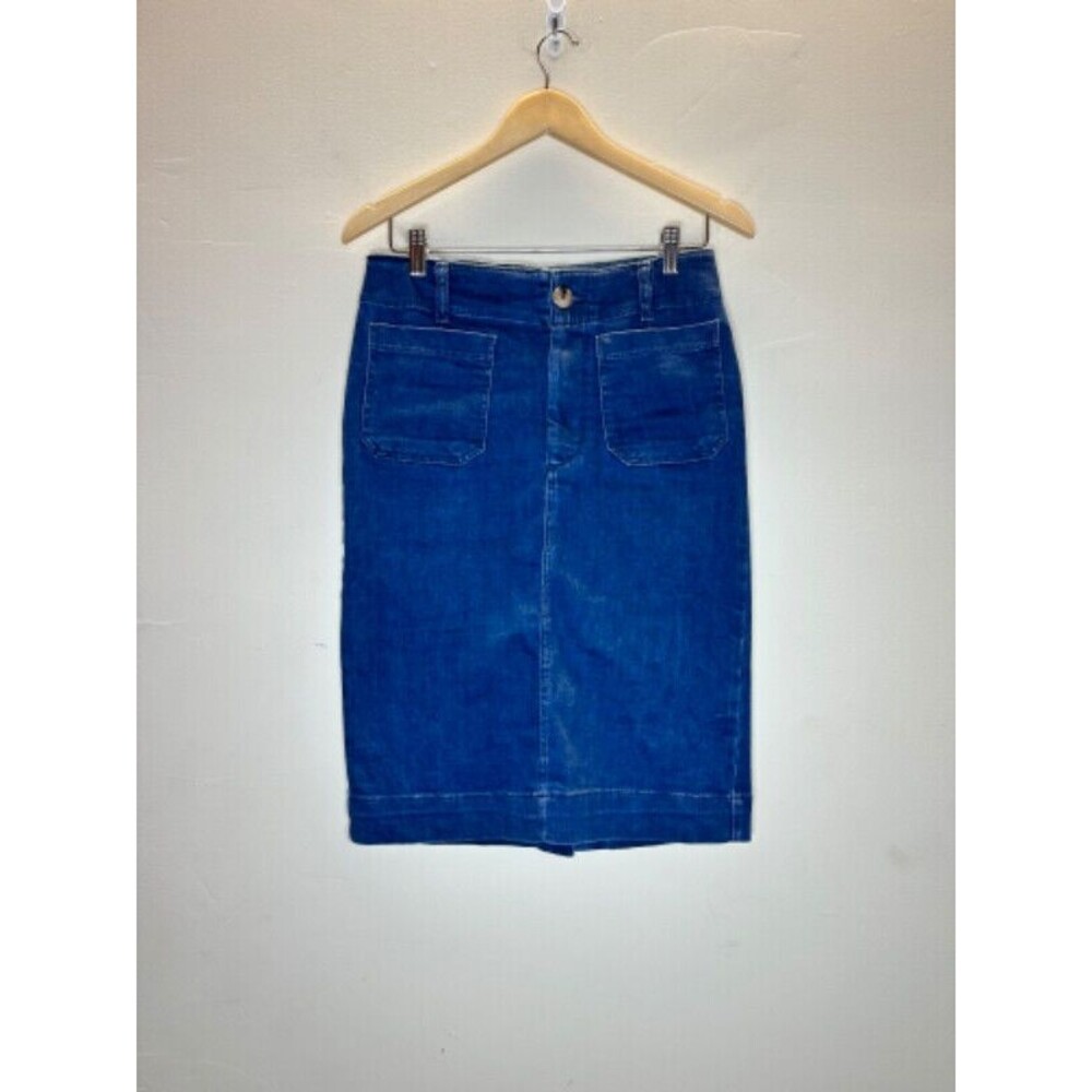 Maeve by Anthropologie Women's Denim Jean Midi Skirt Size Small Dark Wash